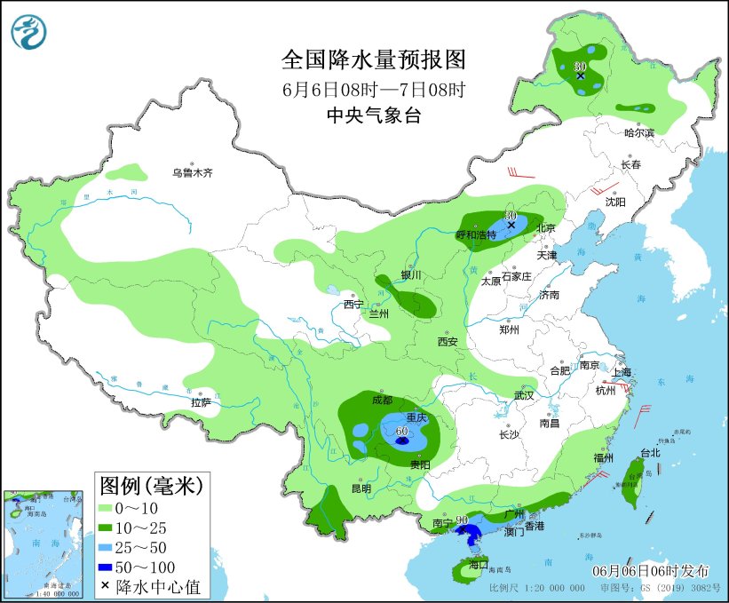 2024年6月6日未来三天全国天气预报